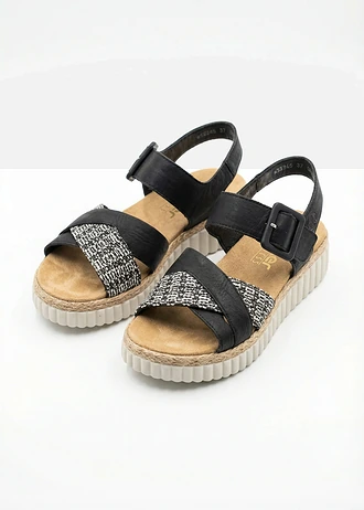 Rieker sleehak-sandalen met gewatteerde binnenzool • zwart • bonprix online shop
