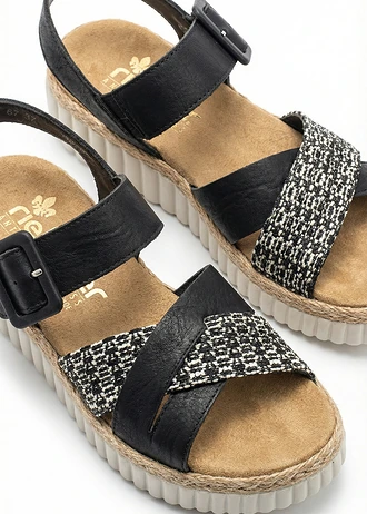 Sandalettes compensées Rieker à première rembourrée • noir • Boutique bonprix