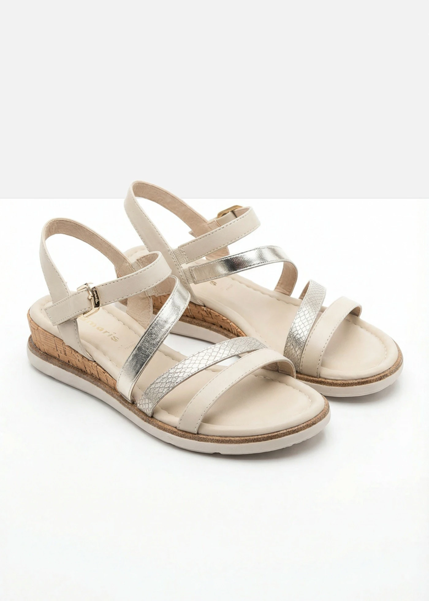 Sleehak sandaletten van Tamaris in metallic look • beige-goudkleur • bonprix online shop