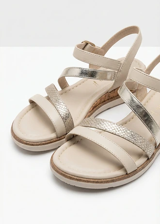 Sandales compensées Tamaris à effet métallisé • beige doré • Boutique bonprix