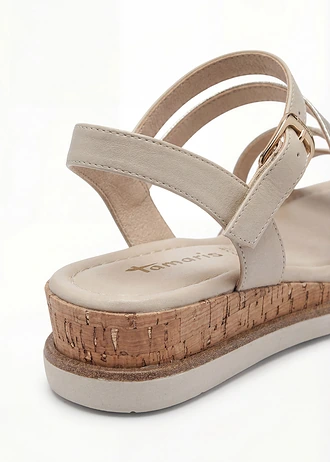 Sandale ortopedice Tamaris, cu aspect metalic • bej/auriu • magazin bonprix