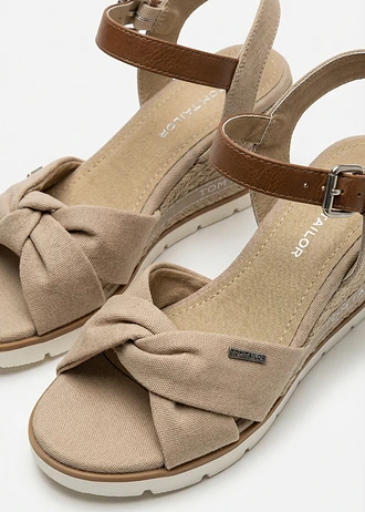 Tom Tailor sleehak sandaletten in raffia-look • beige • bonprix online shop