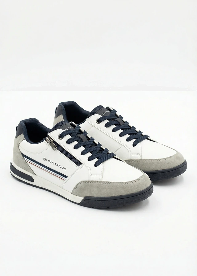 Tom Taylor sneakers met ritssluiting, Kleur: wit-grijs