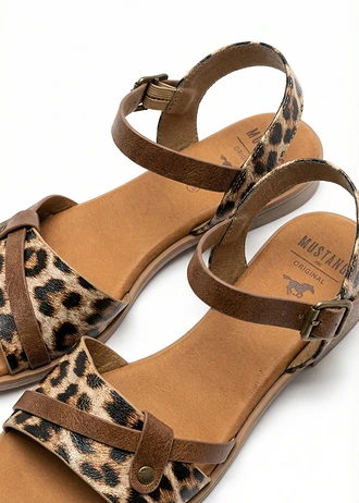 Sandale Mustang • imprimeu leo maro • magazin bonprix