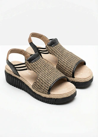 Sandalettes compensées Tom Tailor • noir/naturel • Boutique bonprix