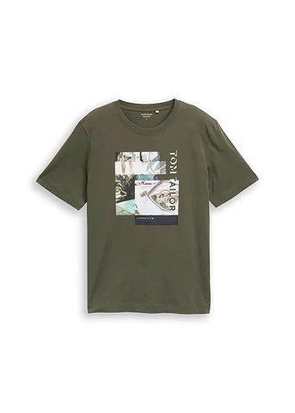 T-shirt Tom Tailor • olive imprimé • Boutique bonprix