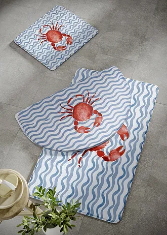 Badmat met memory foam, Kleur: matblauw/rood met print