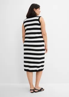 Robe en maille, Couleur: noir-écru rayé