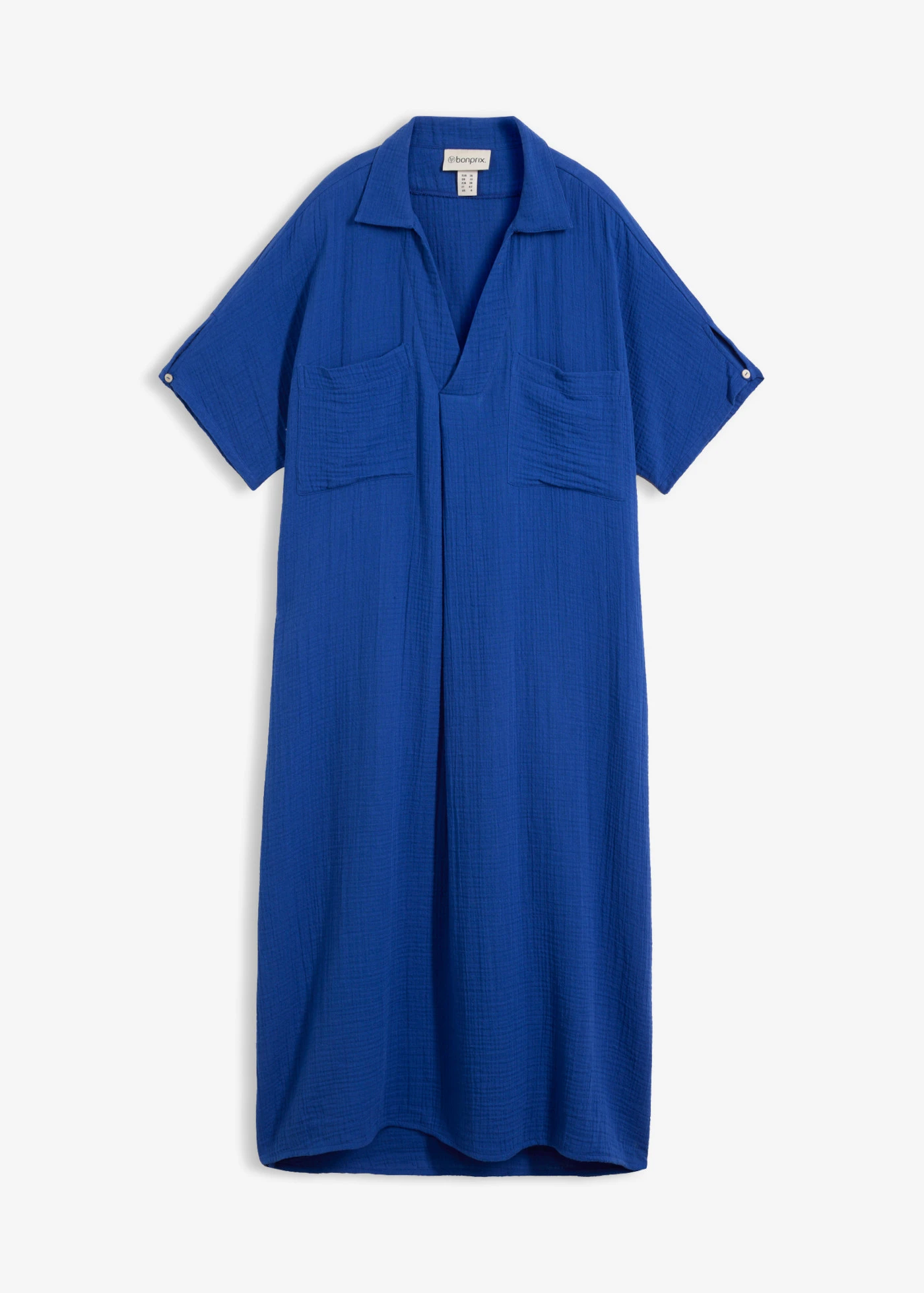 Robe caftan en gaze de coton douce • bleu cobalt • Boutique bonprix