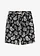 Short van een viscosemix, Kleur: zwart-wolwit met print