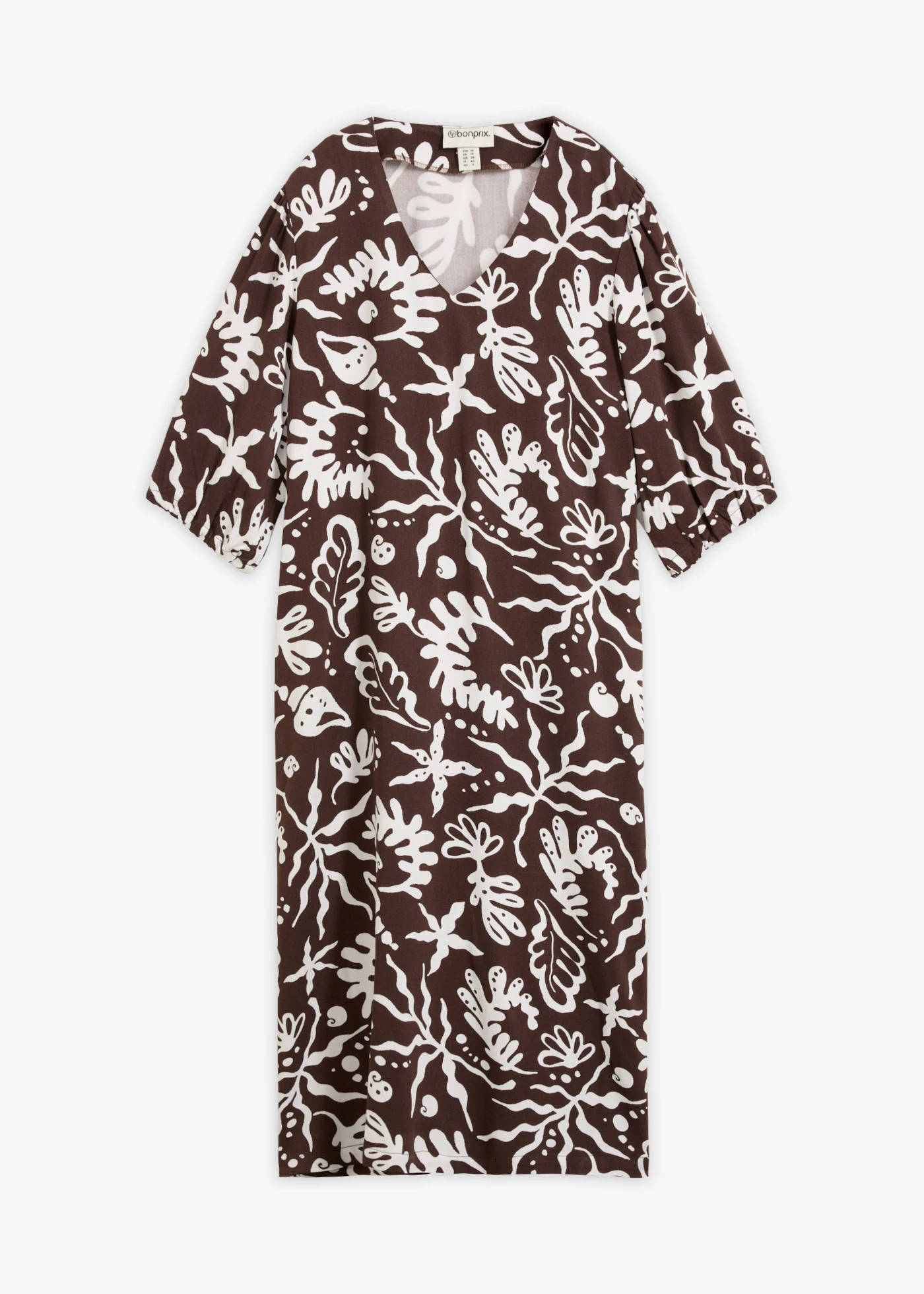 Robe midi en viscose mélangée • marron foncé-écru imprimé • product-page.page-title-suffix
