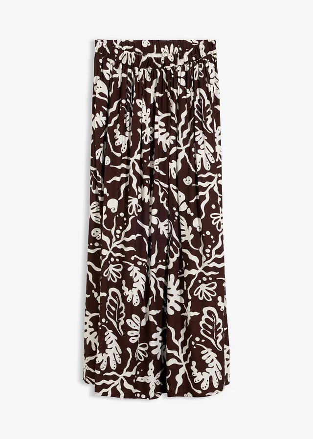 Jupe midi fluide, Couleur: marron foncé-écru imprimé