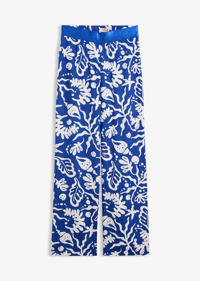 Pantalon large à pinces en viscose douce • bleu cobalt-écru • product-page.page-title-suffix