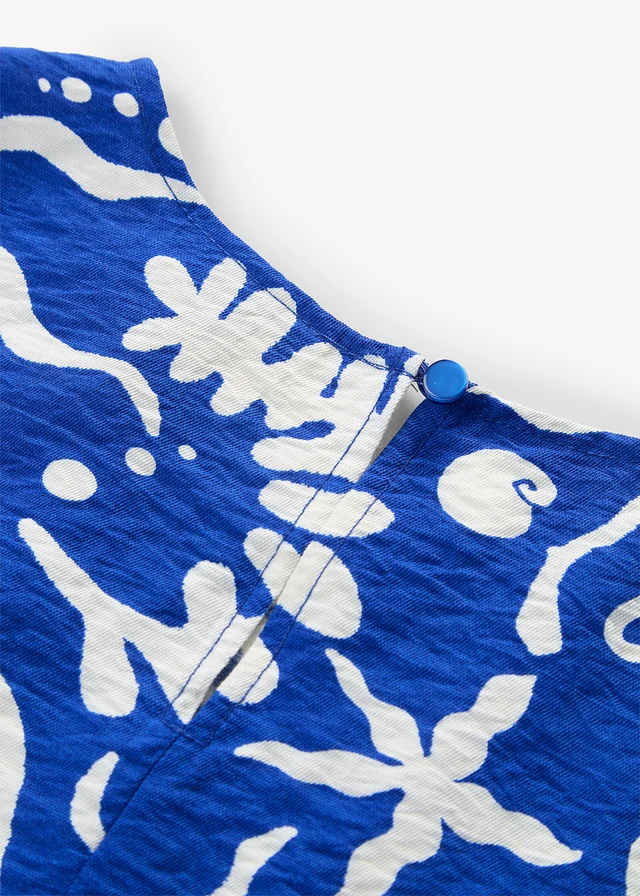 Top-bluză cu viscoză fluidă • albastru cobalt-ecru cu imprimeu • magazin bonprix