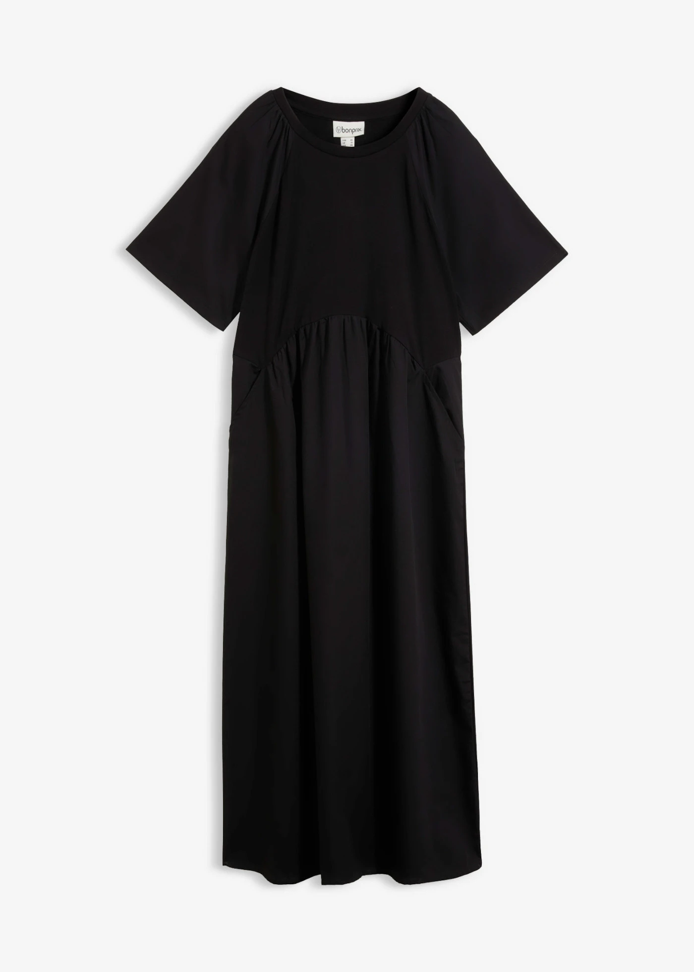Rochie midi din material din bumbac 100% • negru • magazin bonprix