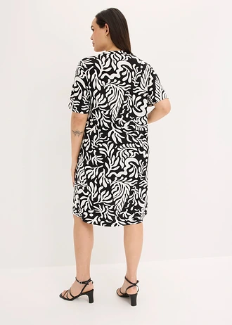 Tuniekjurk van een zachte viscose-mix, Kleur: zwart gedessineerd