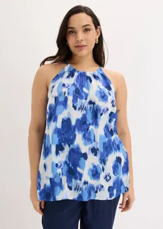 Blouse sans manches imprimée, Couleur: crème/bleu floral