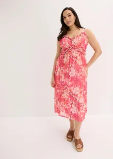 Jurk met spaghettibandjes van zachte mesh, Kleur: pink gebloemd