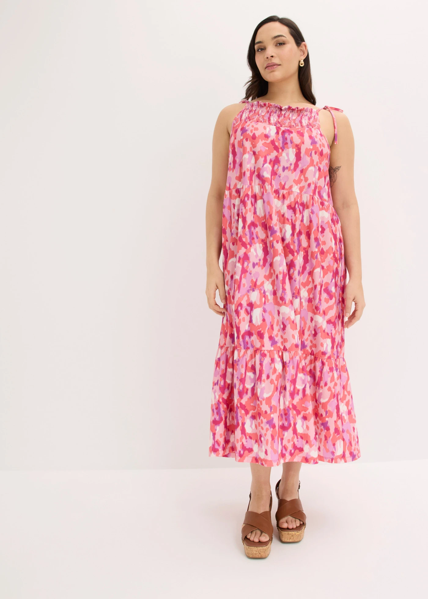 Šaty na ramienka • ružová-cyklámenová potlačená plus size • obchod bonprix