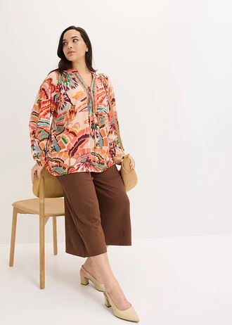 Shirt, Kleur: oranje-groen gebloemd