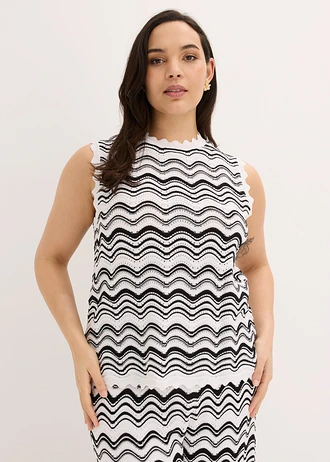 Gebreide top, Kleur: wolwit-zwart