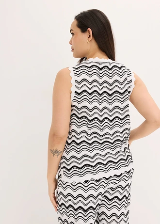 Gebreide top, Kleur: wolwit-zwart