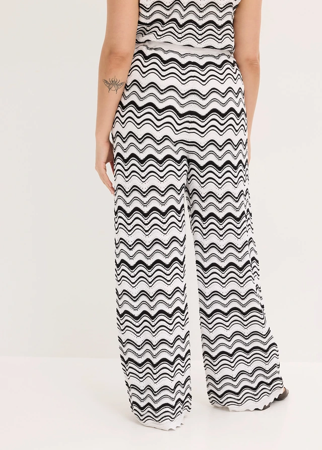 Gebreide broek, Kleur: wolwit-zwart