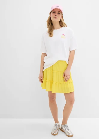 T-shirt oversize 100% coton • blanc/fuchsia imprimé • Boutique bonprix