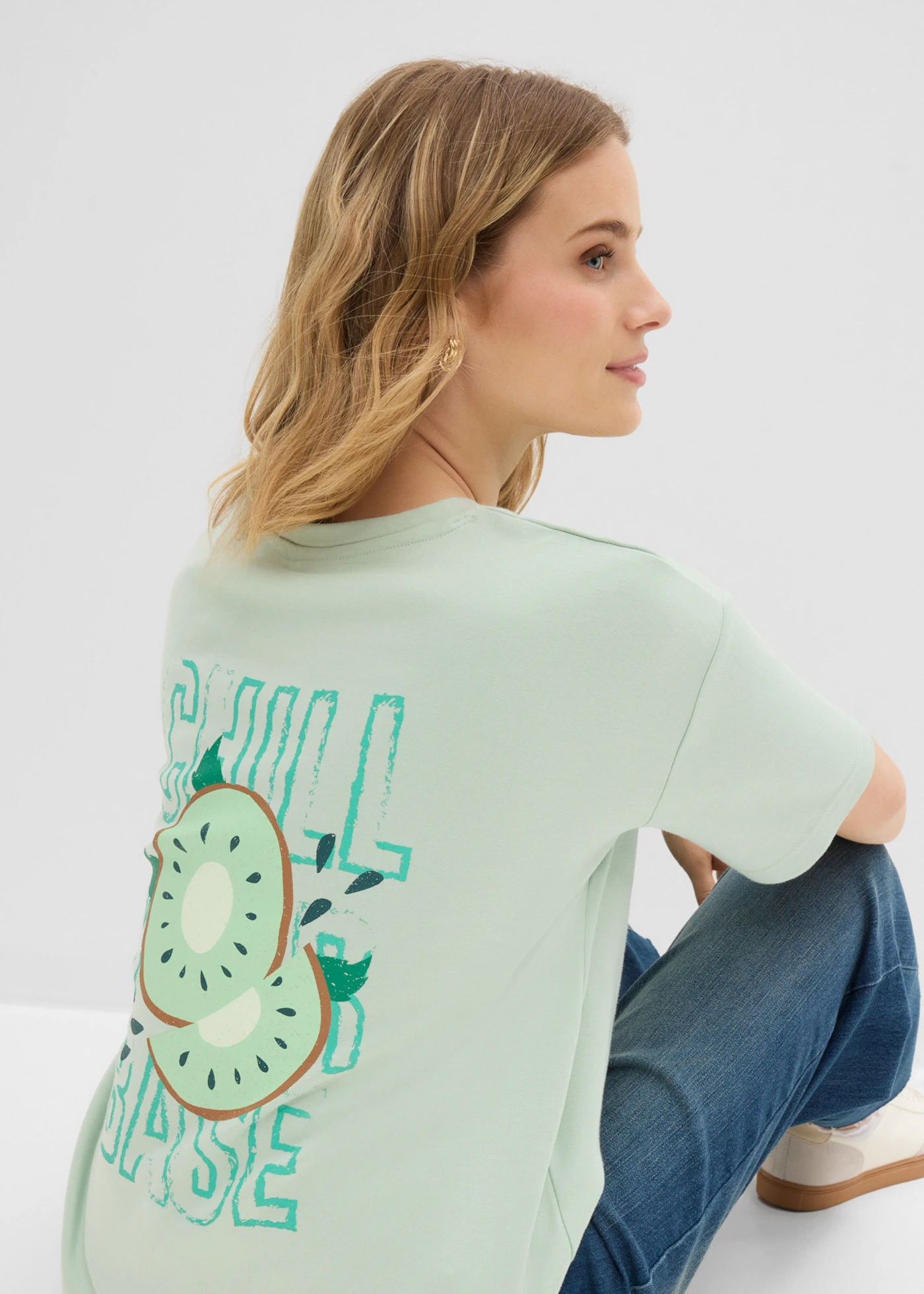 T-shirt oversize 100% coton • menthe cristal-turquoise imprimé • Boutique bonprix