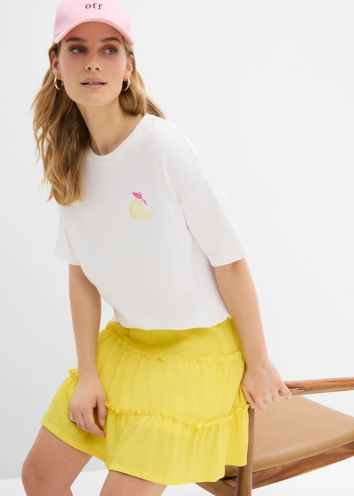 Oversized shirt van puur biologisch katoen • wit-pinklady met print • bonprix online shop
