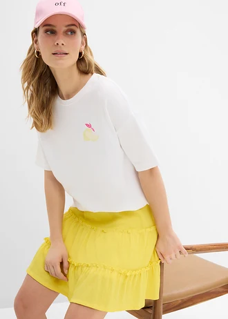 Oversized shirt van puur biologisch katoen • wit-pinklady met print • bonprix online shop