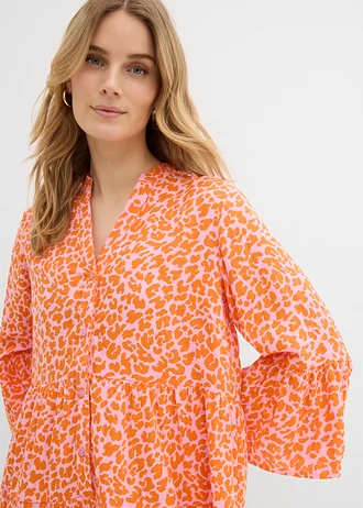 Tuniekjurk van luchtige mousseline • roze-feloranje met print • bonprix online shop