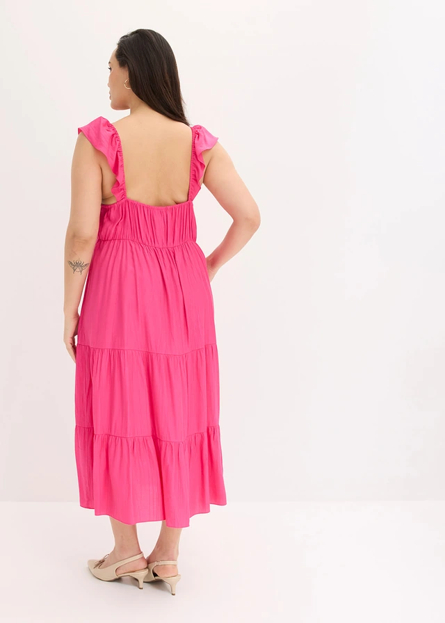 Robe à bretelles en viscose mélangée, Couleur: fuchsia