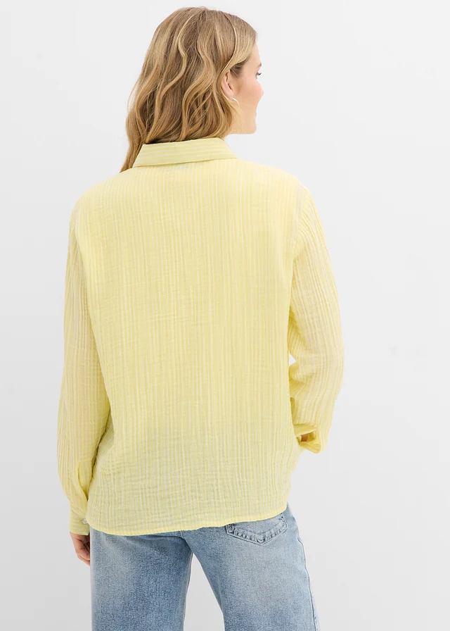 Cămașă din muselină vaporoasă • galben-lămâie deschis cu imprimeu • magazin bonprix