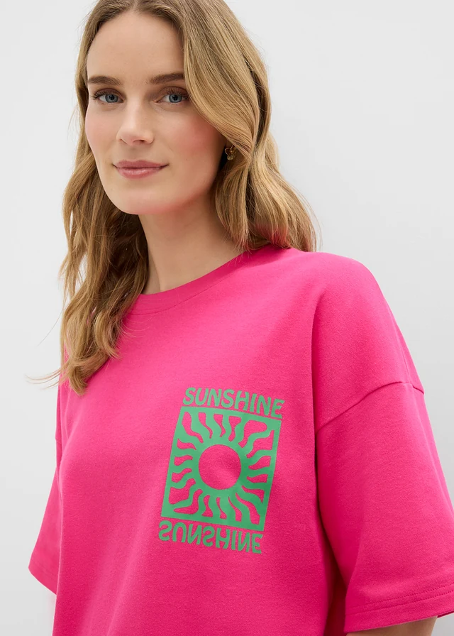 Oversized shirt van puur biologisch katoen • pinklady-opaalgroen met print • product-page.page-title-suffix