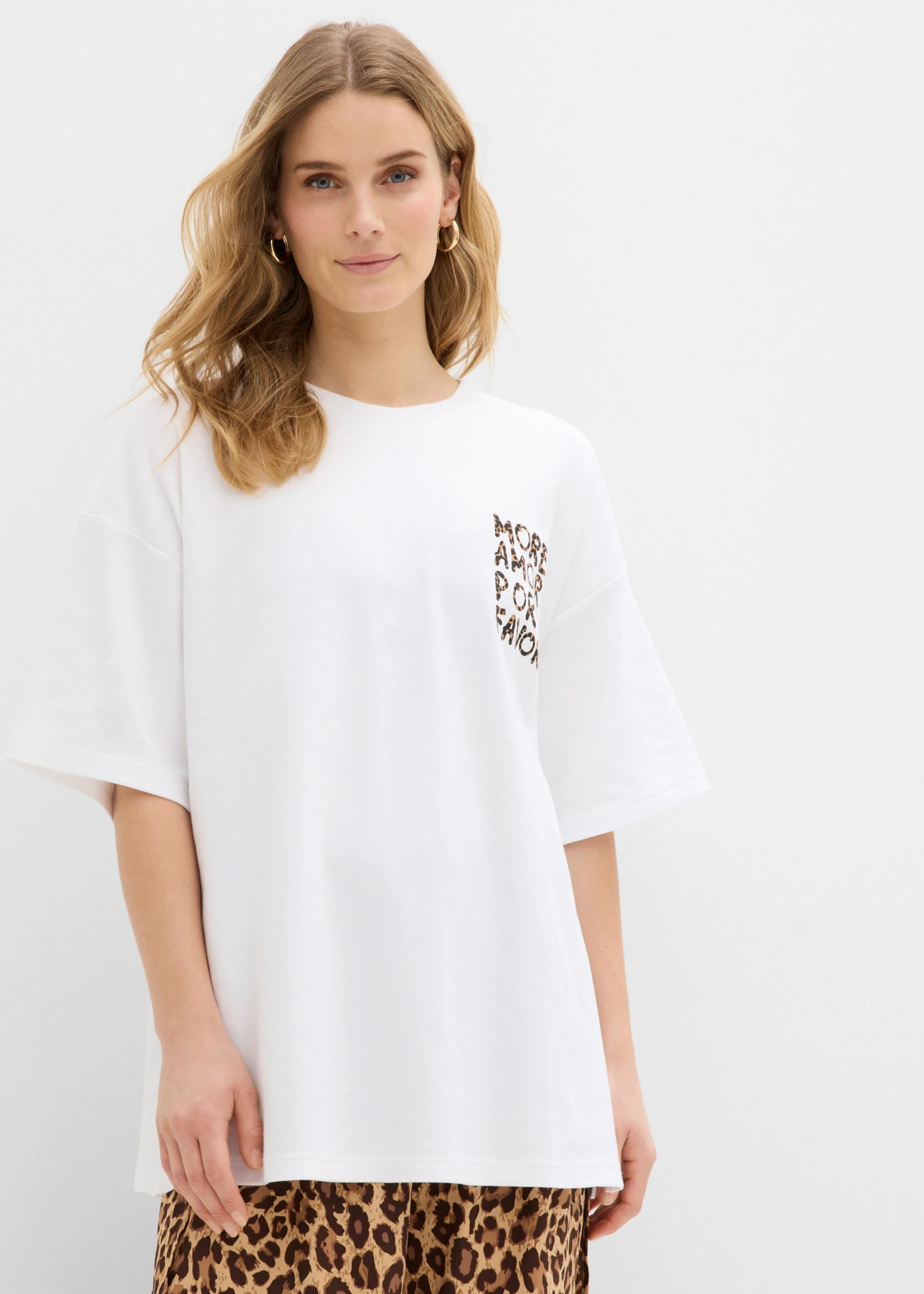 Bluză tricot oversize dom bumbac organic 100% • alb • magazin bonprix