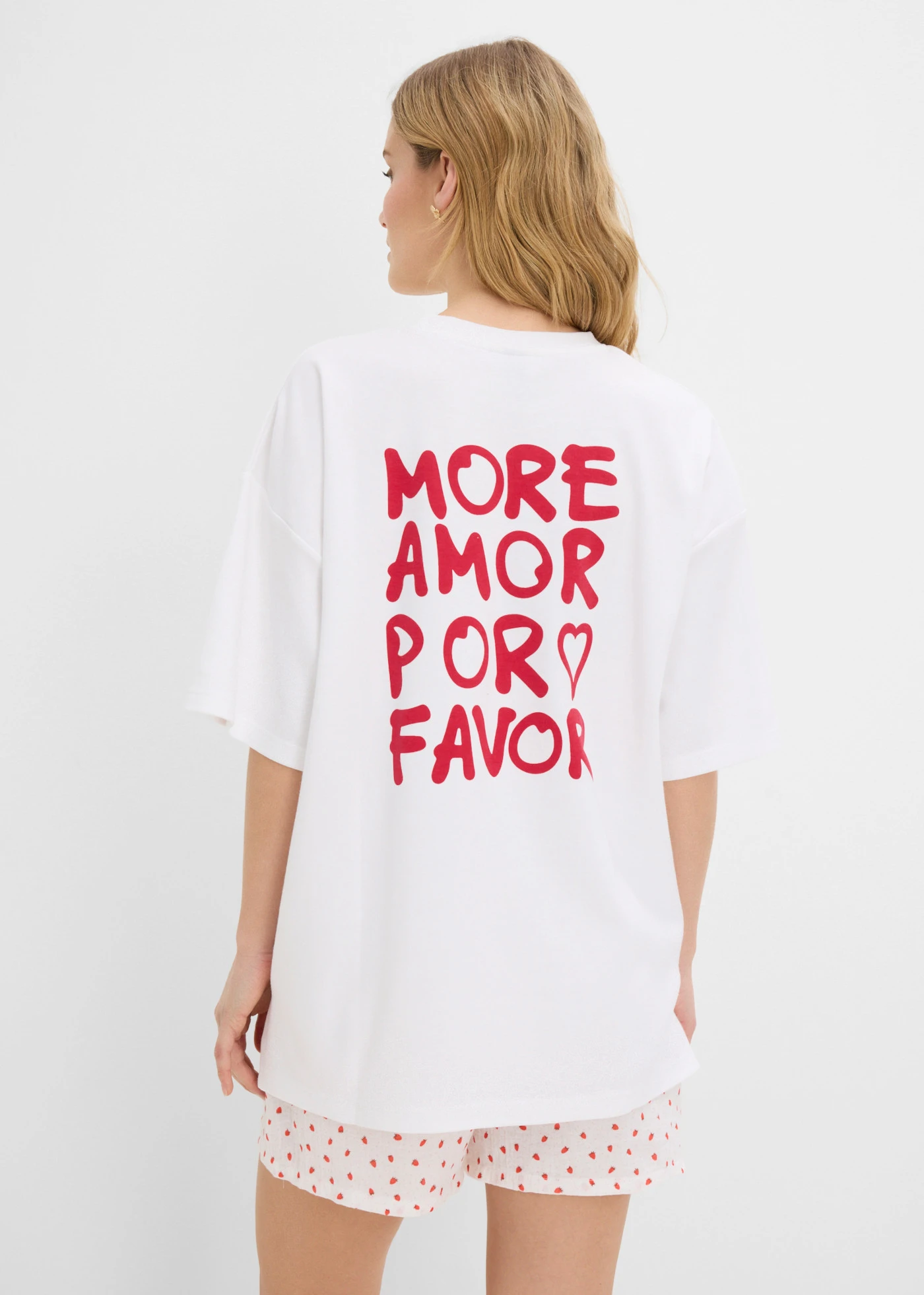 Oversized shirt van puur biologisch katoen • rood-wit met print • product-page.page-title-suffix