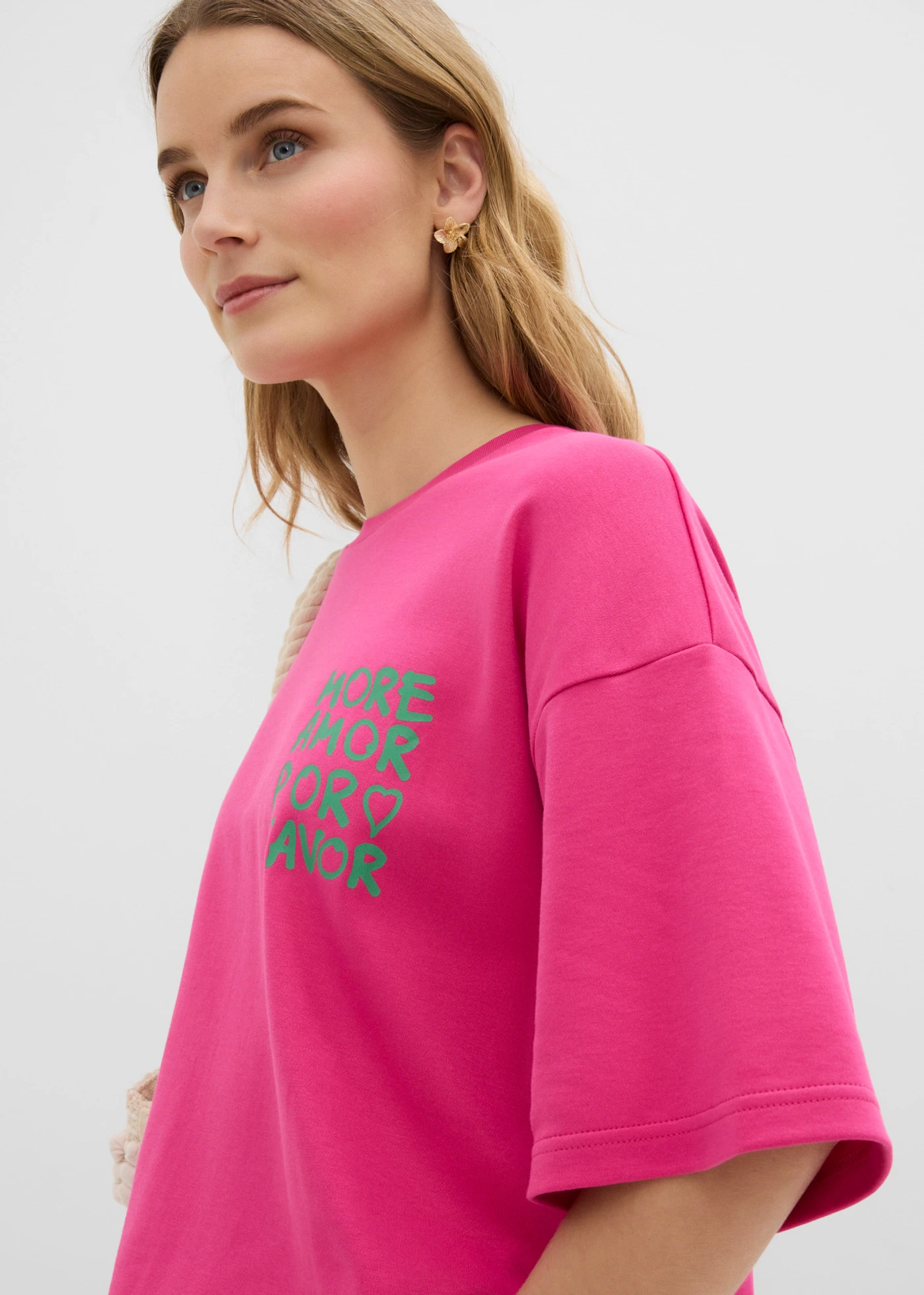 Oversized shirt van puur biologisch katoen • pinklady-opaalgroen met print • product-page.page-title-suffix