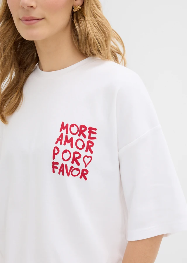 Oversized shirt van puur biologisch katoen • rood-wit met print • product-page.page-title-suffix