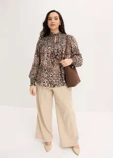Blouse, Kleur: beige-bruin luipaardprint