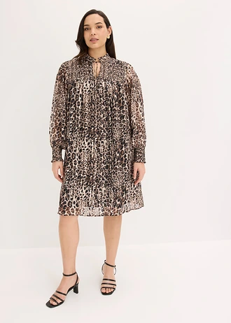 Jurk, Kleur: beige-bruin luipaardprint