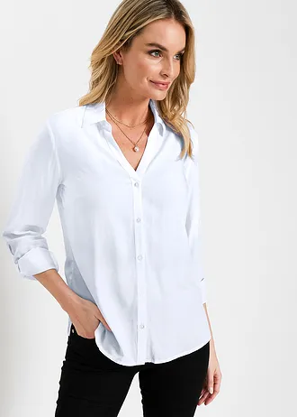 Chemisier fluide en viscose, Couleur: blanc