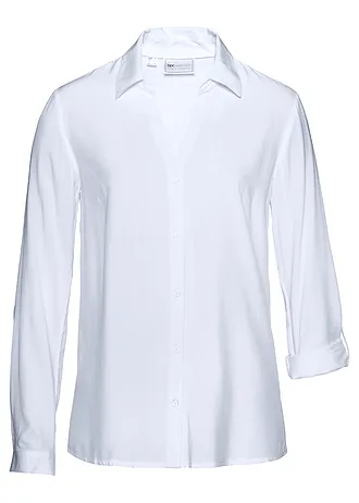 Chemisier fluide en viscose, Couleur: blanc