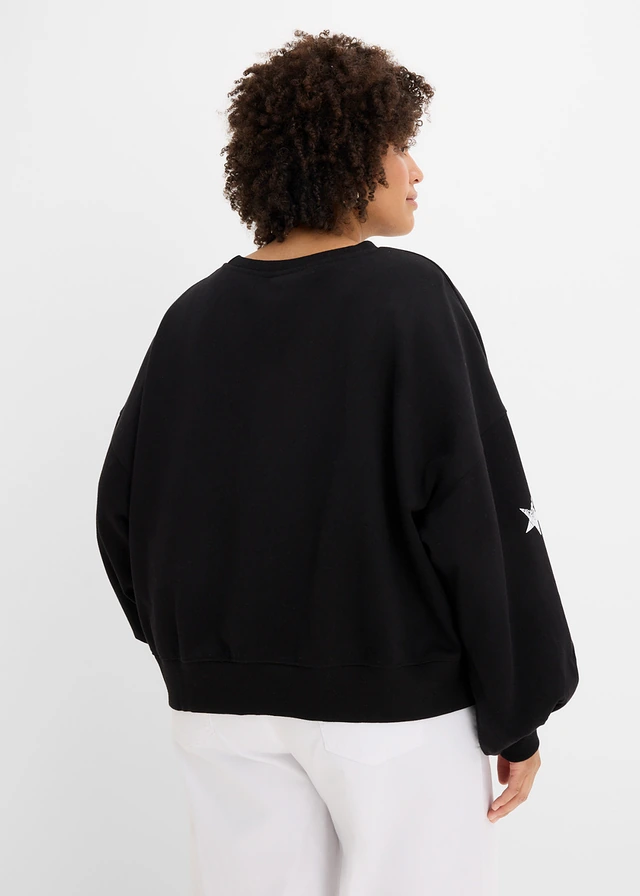 Sweat oversize 100% coton, Couleur: noir / blanc