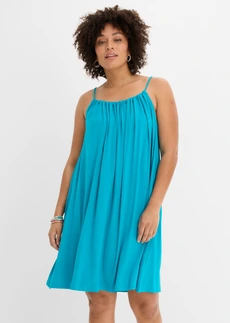 Robe fluide en jersey viscose extensible, Couleur: bleu lagon