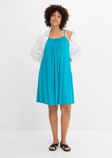 Robe fluide en jersey viscose extensible, Couleur: bleu lagon