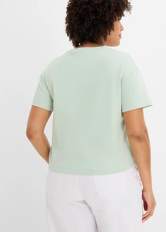 T-shirt large 100% coton, Couleur: menthe cristal-blanc imprimé