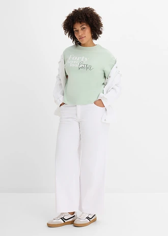 T-shirt large 100% coton, Couleur: menthe cristal-blanc imprimé