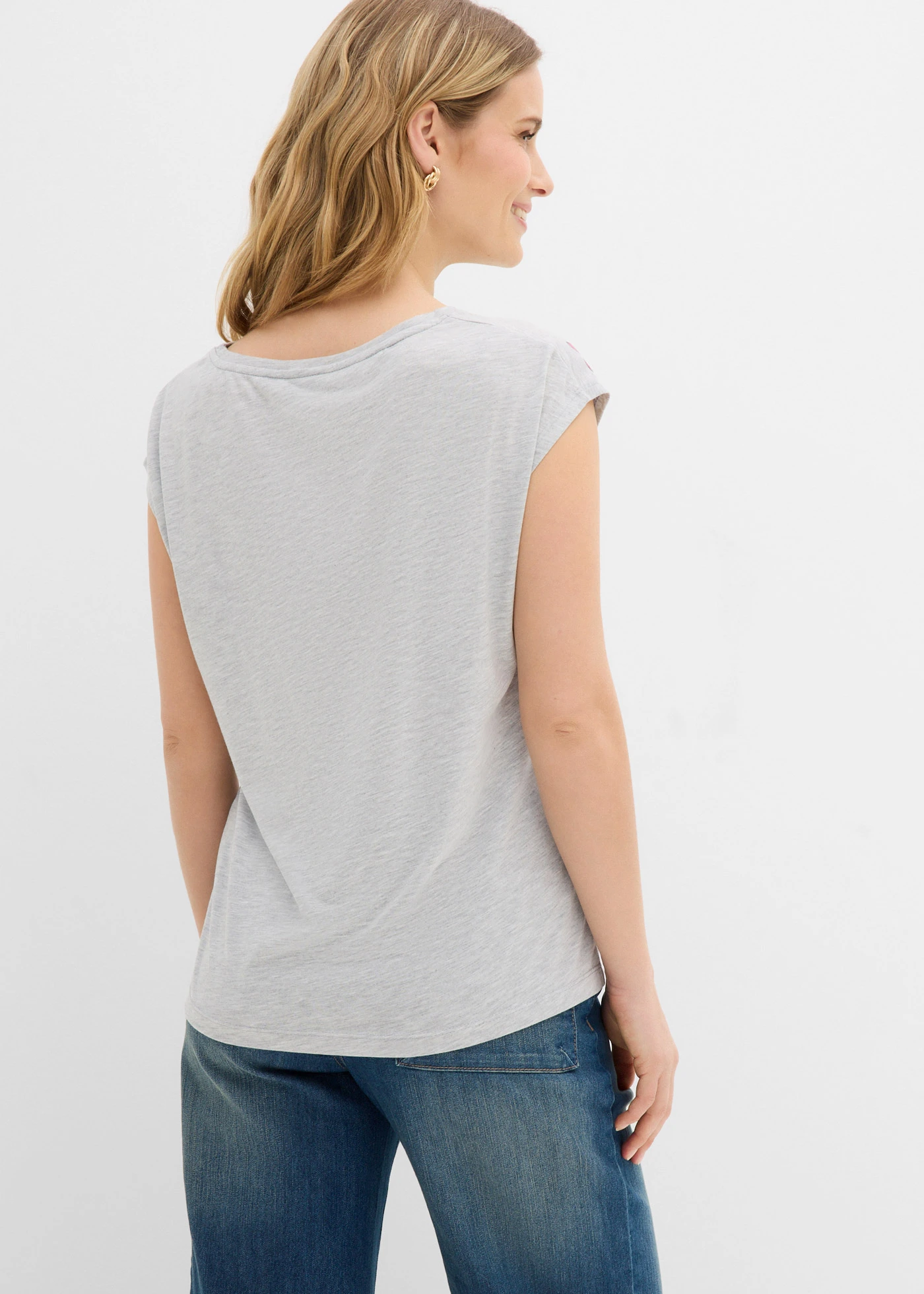 T-shirt doux • gris chiné • Boutique bonprix