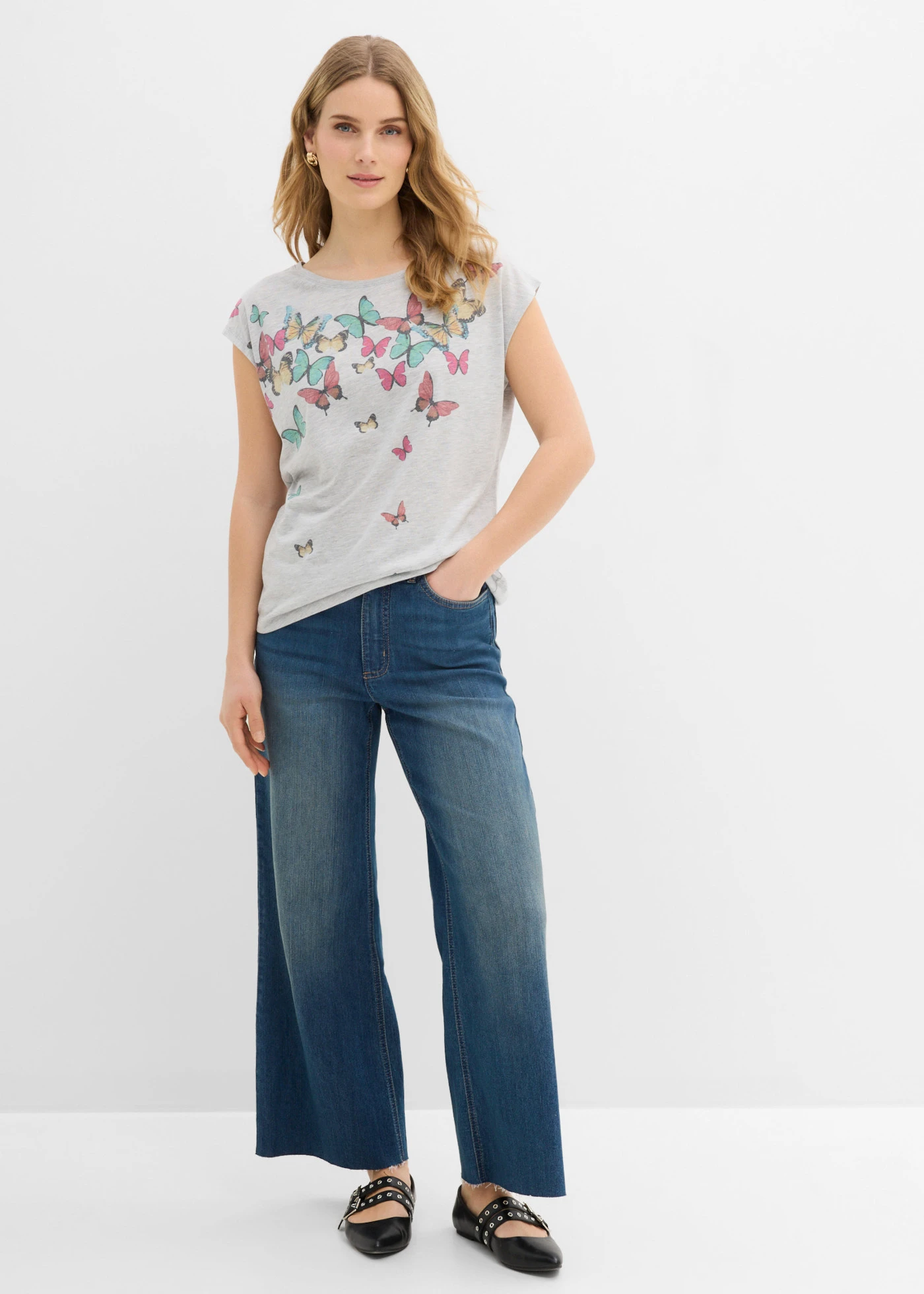 Shirt in een zachte viscosemix • grijs gemêleerd • bonprix online shop